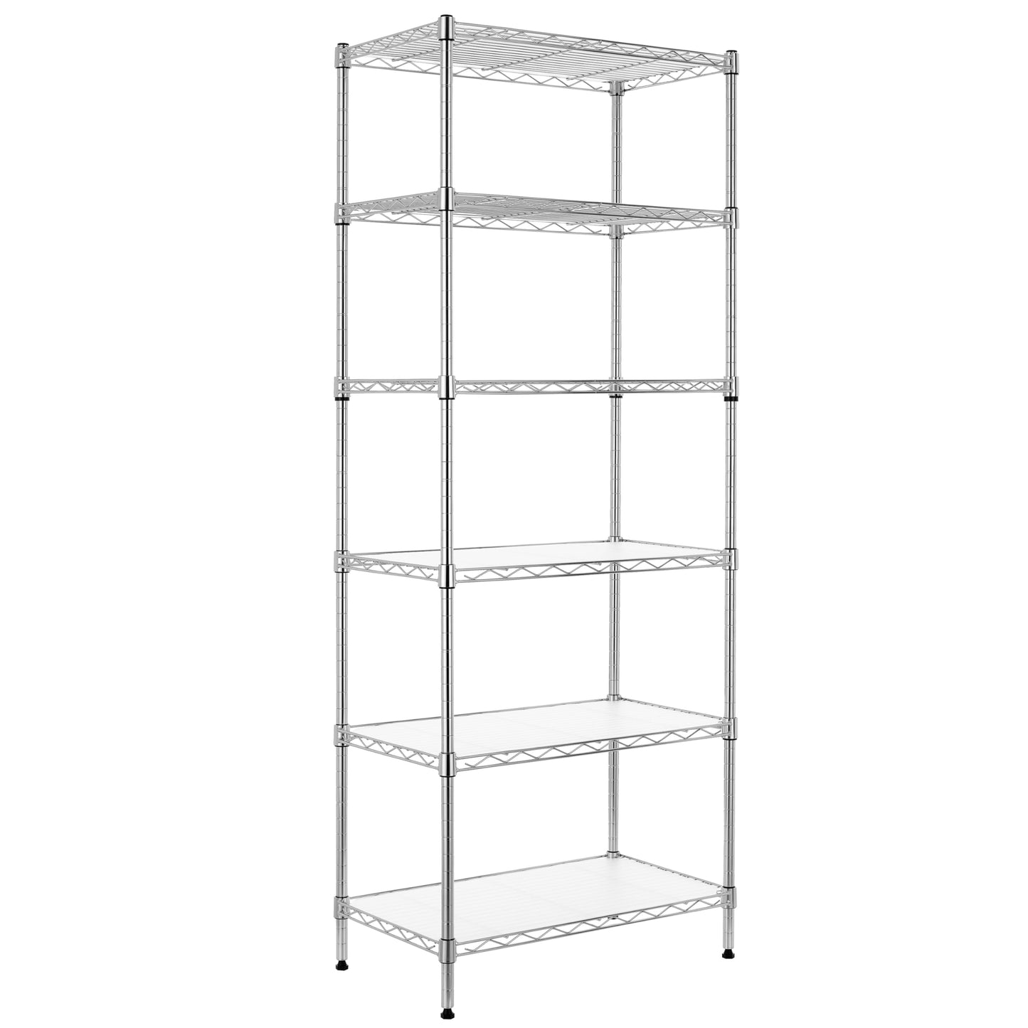 Finnhomy 6-Tier Wire Shelving Unit Adjustable Steel Wire Rack Shelving 6 Shelves Steel Storage Rack or Two 3 Tier Shelving Units with PE mat and