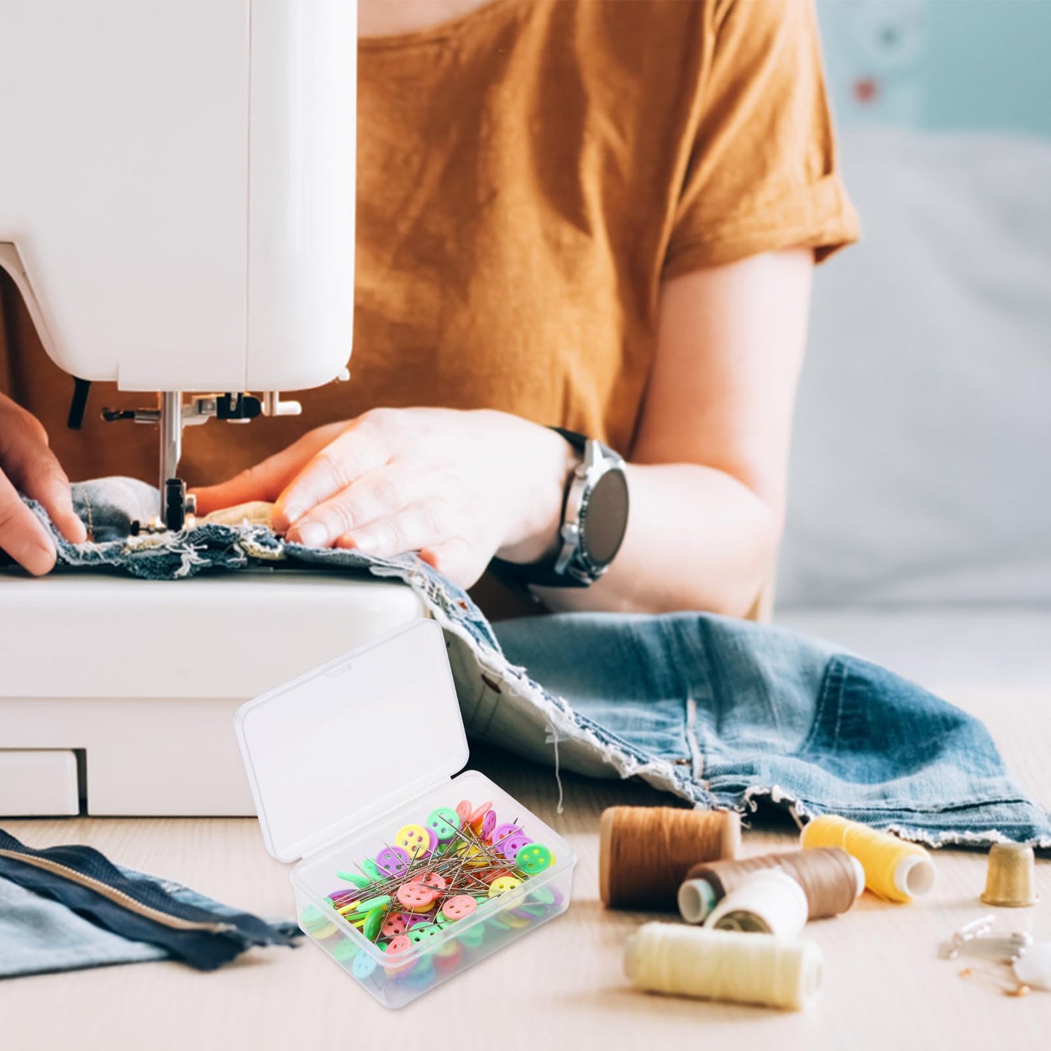 404Pcs Flat Head Straight Pins Kits, Sewing Flat Head Pins Set, Colored Head Sewing Pins Quilting Pins with Storage Box for DIY Handicraft Marking FTEVEN