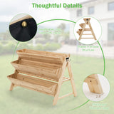 Giantex Raised Garden Bed, Vertical Planter with Storage Shelf, 3 Tier Elevated Planter Box with Side Hooks, Indoor Outdoor Wood Garden Bed for Giantex