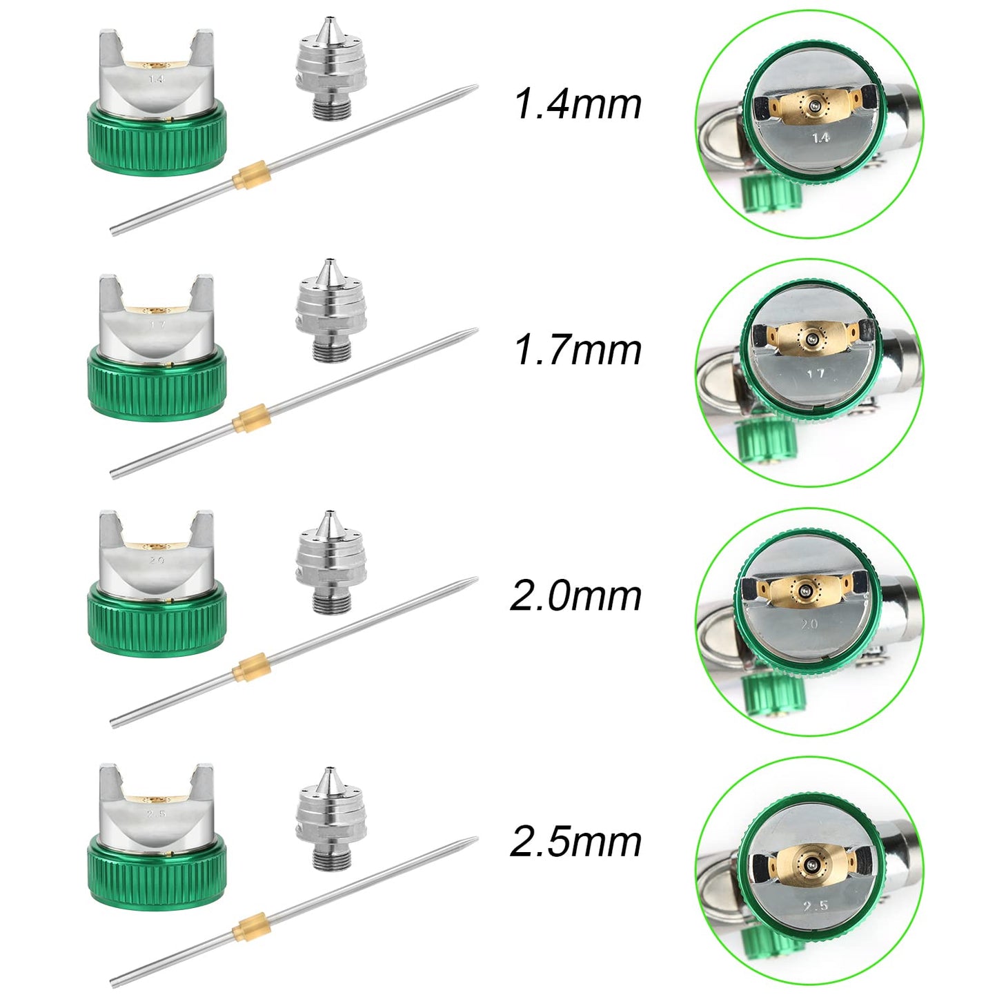 CenVen Hvlp Spray Gun, Air Spray Gun Paint Sprayer Gun with 1.4/1.7/2.0/2.5mm Nozzles, 600ml Capacity Great for Walls, Automotive, Home Improvement