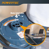 POWERTEC 1 HP Dust Collector with 1 Micron Dust Collector Bags and Mobile Base, Dust Collectors with 800 CFM for Woodworking Dust Collection System POWERTEC