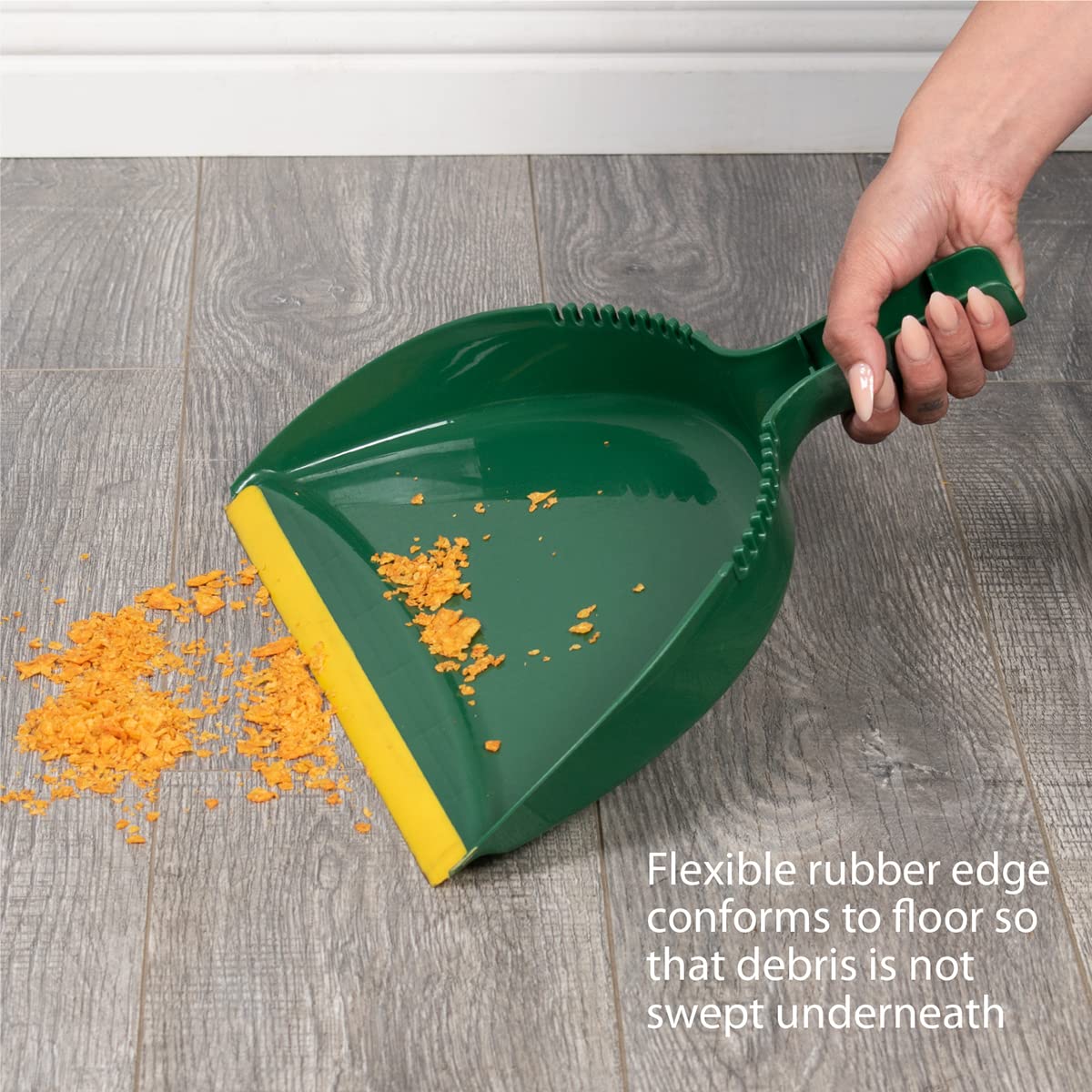 Pine-Sol Jumbo Dustpan, 13.2” | Heavy Duty Dust Pan with Rubber Edge | Clip-On Design Attaches to Standard Broom Sticks, Green - WoodArtSupply