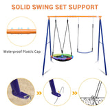 Swing Set for Backyard, 440lbs Swing Set with Heavy-Duty A-Frame Metal Outdoor Swing Stand, 1 Saucer Swing Seat & 1 Belt Swings Seat Lunafun