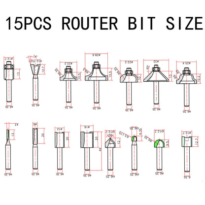 CHCYWJGJ Router Bits Set of 15 Pieces 1/4 Inch Woodwork Tools for Beginner Router Bit Kit for DIY,High Grade Yellow - WoodArtSupply