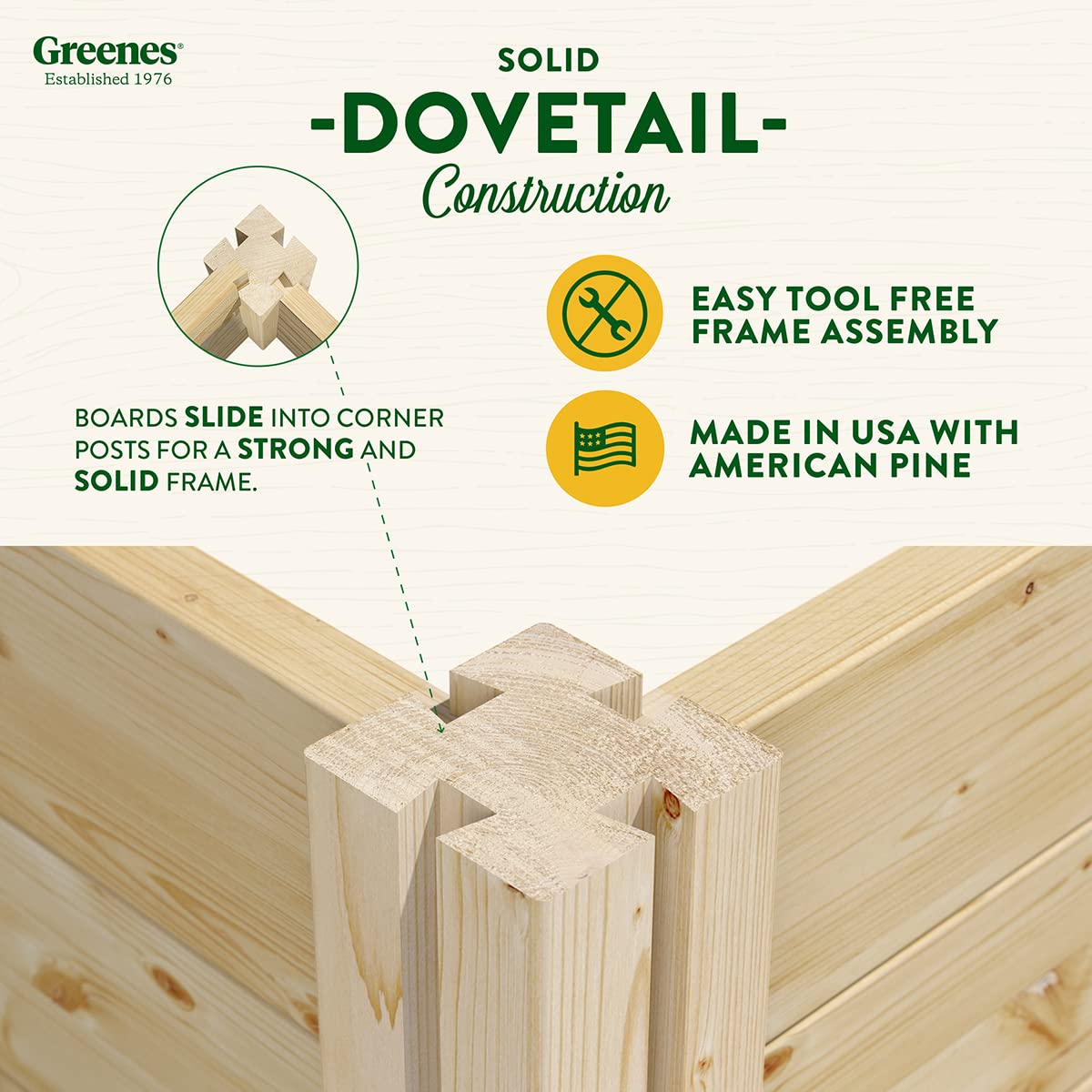 Greenes Fence Original Pine Raised Garden Bed, 4' x 8' x 7" - Made in USA with American Pine Greenes Fence