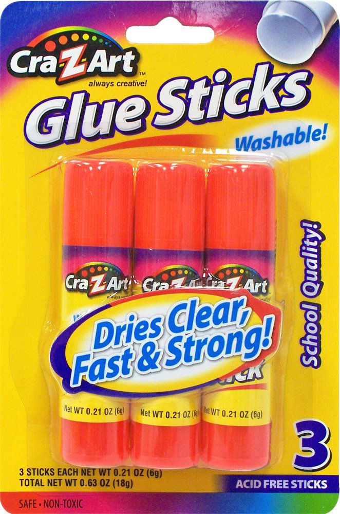 Cra-Z-art Washable Glue Sticks, Pack of 3 (11303),white Cra-Z-Art