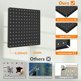 Peg Board, 6PCS Metal Pegboard, Heavy Duty Pegboard Wall Organizer with Frame. Black Pegboard for Walls, Garage, Workbench, Craft Room Tool FZK