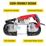 VEVOR Portable Band Saw, 5Inch Cutting Capacity Corded BandSaw, Variable Speed Hand held Band Saw,10Amp Motor Portable Bandsaw, Deep Cut Bandsaw for VEVOR