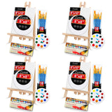 Acrylic Paint Canvas Set,104 Piece Professional Painting Supplies Kit with 4 Wood Easel,4 * 12Colors,4 * 10 Brushes,Circular Canvas Etc,Premium Paint ESRICH