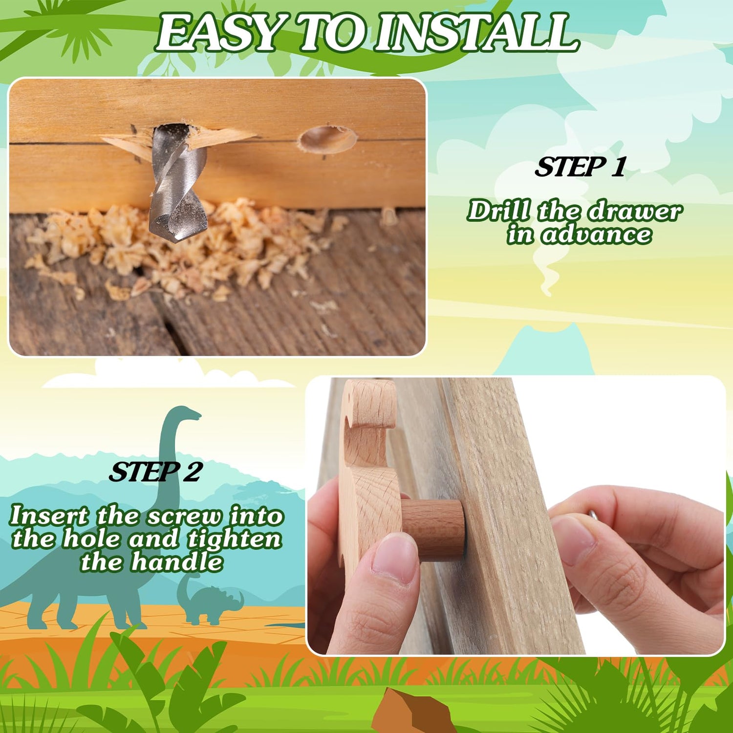 Qunclay Wooden Animal Cabinet Knobs Decorative Wood Dresser Knobs with Screws Dresser Pulls Wood Marine Woodland Animals Knobs Furniture Knobs Qunclay