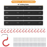 WALMANN All Metal 64 Inch Wall Mount Garden Tool Organizer for Garage, Mop and Broom Holder, Yard Tool Storage Rack for Rake, Shovel, Spade, Mop, WALMANN