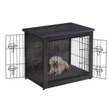DWANTON Dog Crate Furniture with Cushion, Wooden Crate with Double Doors, Dog Kennel Indoor for Small/Medium/Large Dog, End Table, Small, 27.2" L, Dwanton