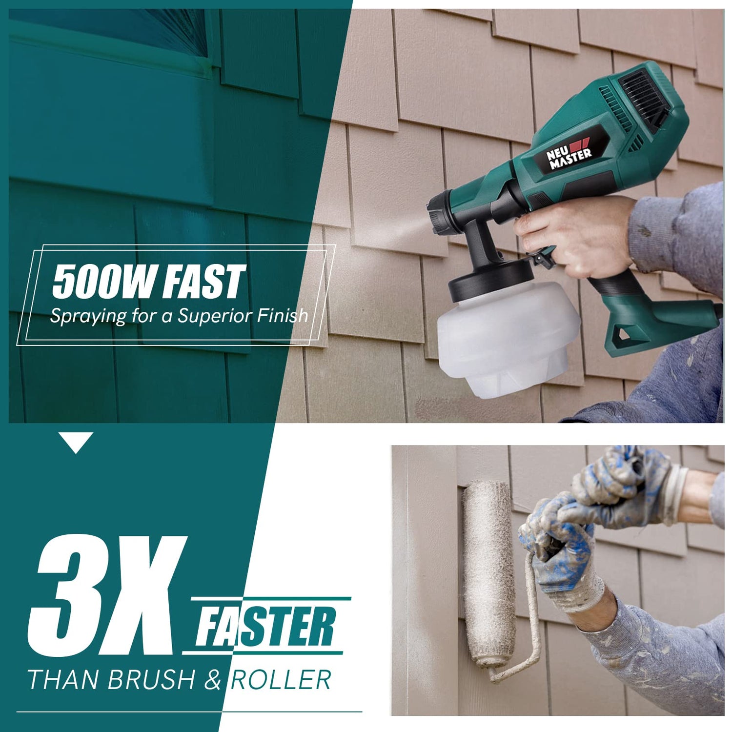 NEU MASTER Paint Sprayer, Electric Spray Paint Gun 1200ML Container/4 Nozzles/3 Patterns, Easy to Clean HVLP Paint Sprayers for House Painting, Home NEU MASTER