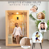 Smartmak Wood Home Steam Sauna, 2 or 3 Person Canadian Hemlock Traditional Luxurious Wooden Indoor Spa Room, with 4.5 kw Heater, Bluetooth Speaker, Smartmak