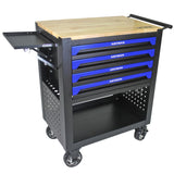 Campfun Rolling Tool Cart 4 Drawers Tool Box with Wheels, Wooden Top Tool Boxes, Mechanic Tool Cart, Tool Workbench with Drawers, Tool Storage Campfun
