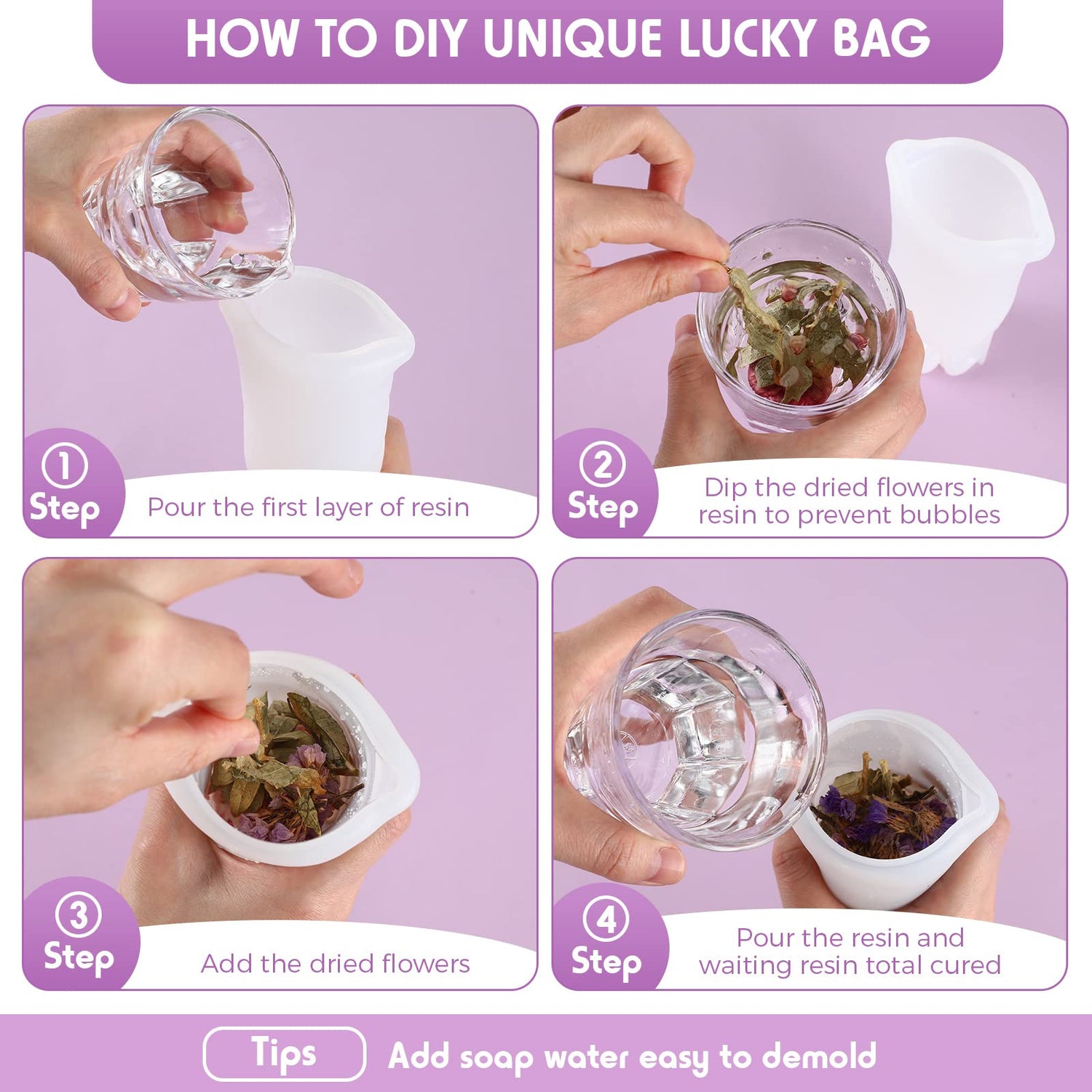 2 Pcs Lucky Bag Resin Molds Silicone Molds for Resin Casting Bag Shape Silicone Epoxy Mold 3D Jewelry Resin Casting Molds Large Resin Epoxy Casting Meanplan