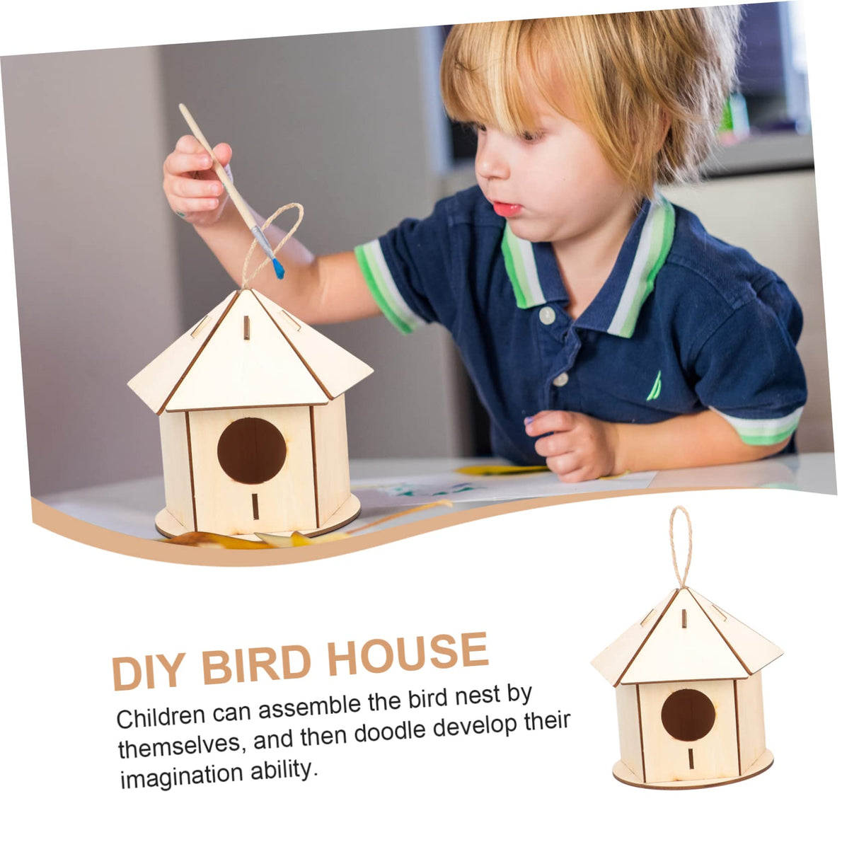 FUNOMOCYA 2pcs Wooden Bird House Decorative Bird Houses Kids playset Outdoor Outside Kids Toys Unfinished Wood Birdhouse Unpainted Wooden Birdhouses FUNOMOCYA