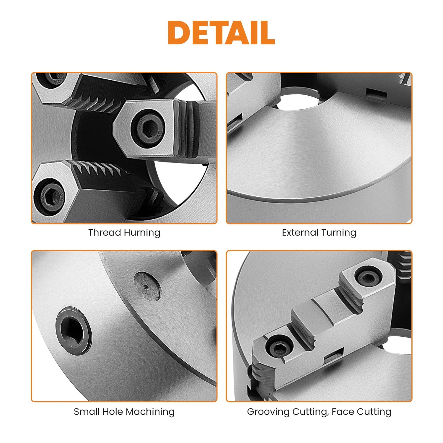 maXpeedingrods 8" 3-Jaw Lathe Chuck, K11-200A Self Centering Chuck, with T-key Fixing Screws Hexagon Wrench, Internal External Grinding for Lathe 3D maXpeedingrods