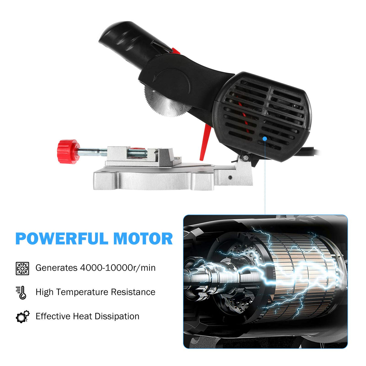 BEAMNOVA Mini Miter Saw Electric Power Table Saw Benchtop Cut-Off Chop Saw Max 45 Degree Cutting for Crafts Miniatures Metal Wood Plastic Compound BEAMNOVA