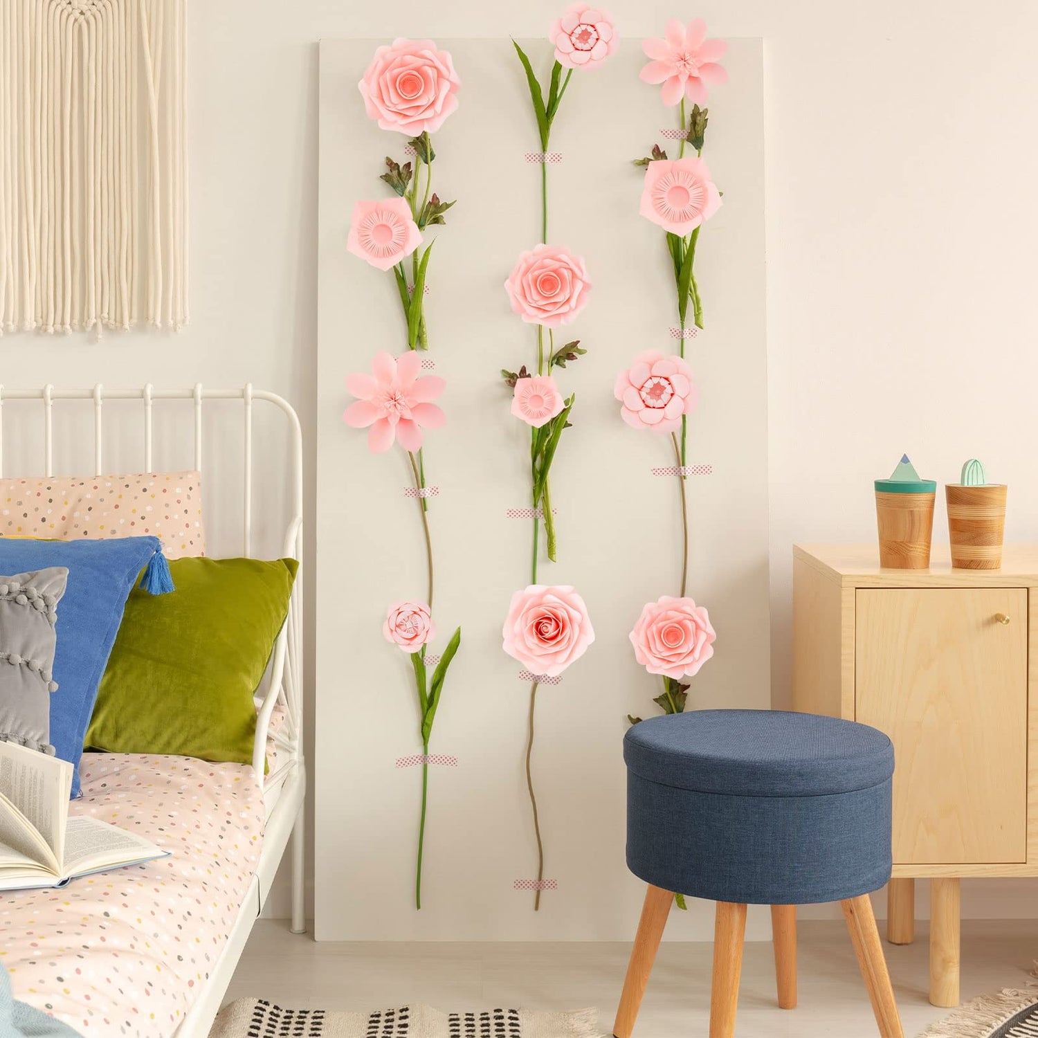 28 Pcs Paper Flowers Template Kit DIY Paper Flower Decorations for Wall Rose Peony Daisy Daffodil Paper Flower Template Kit for Wedding Birthday Baby Henoyso