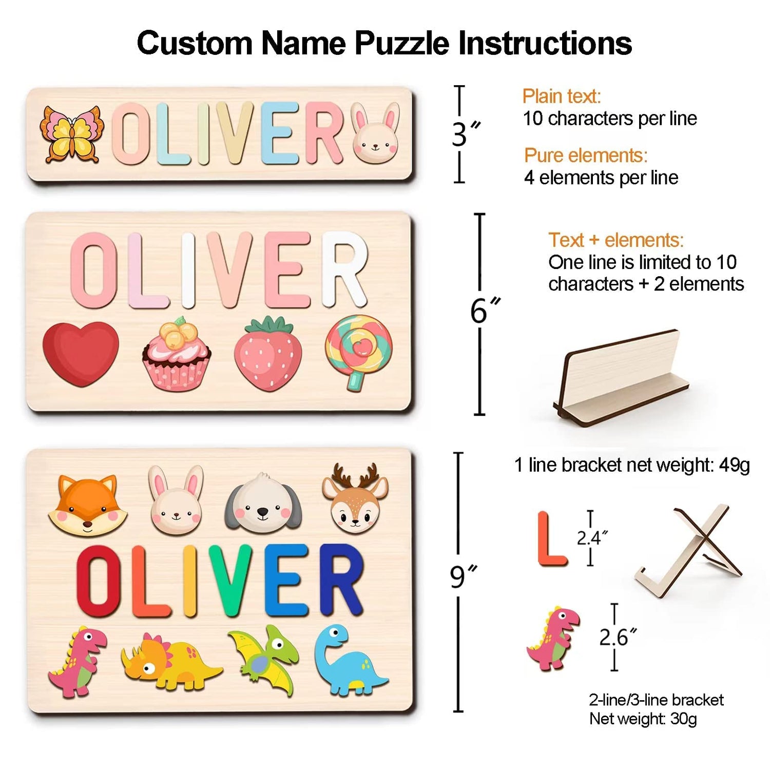 WNNNS Name Puzzles for Kids Personalized Custom Baby Easter Basket Stuffers 1st Birthday Baby Gifts for Boys Girls Wooden Puzzle Toys for Toddler 1-3 WNNNS