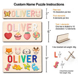 WNNNS Name Puzzles for Kids Personalized Custom Baby Easter Basket Stuffers 1st Birthday Baby Gifts for Boys Girls Wooden Puzzle Toys for Toddler 1-3 WNNNS