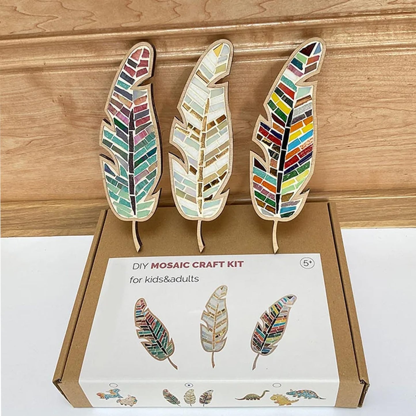 Roedax Craft Kits for Adults Porcelain Tile Mixed Colour Mosaic Leaf Kit for Kids and Adults Creative DIY Colourful Home Decoration Painting Art - WoodArtSupply