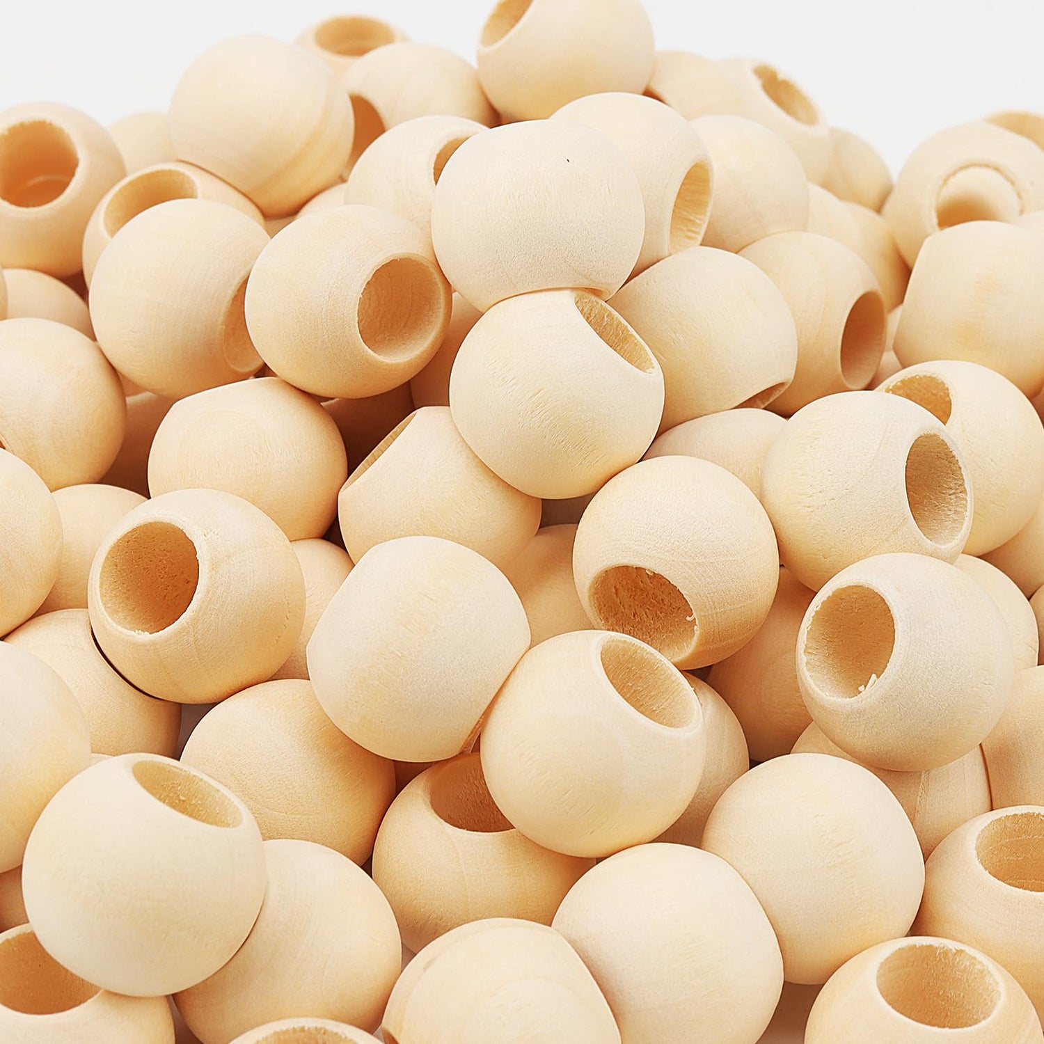 LEXININ 300 Pcs 20mm Unfinished Natural Wood Beads, Large Hole Wooden Beads, Wood Macrame Beads for DIY Crafts, Jewelry Making, Decorations LEXININ