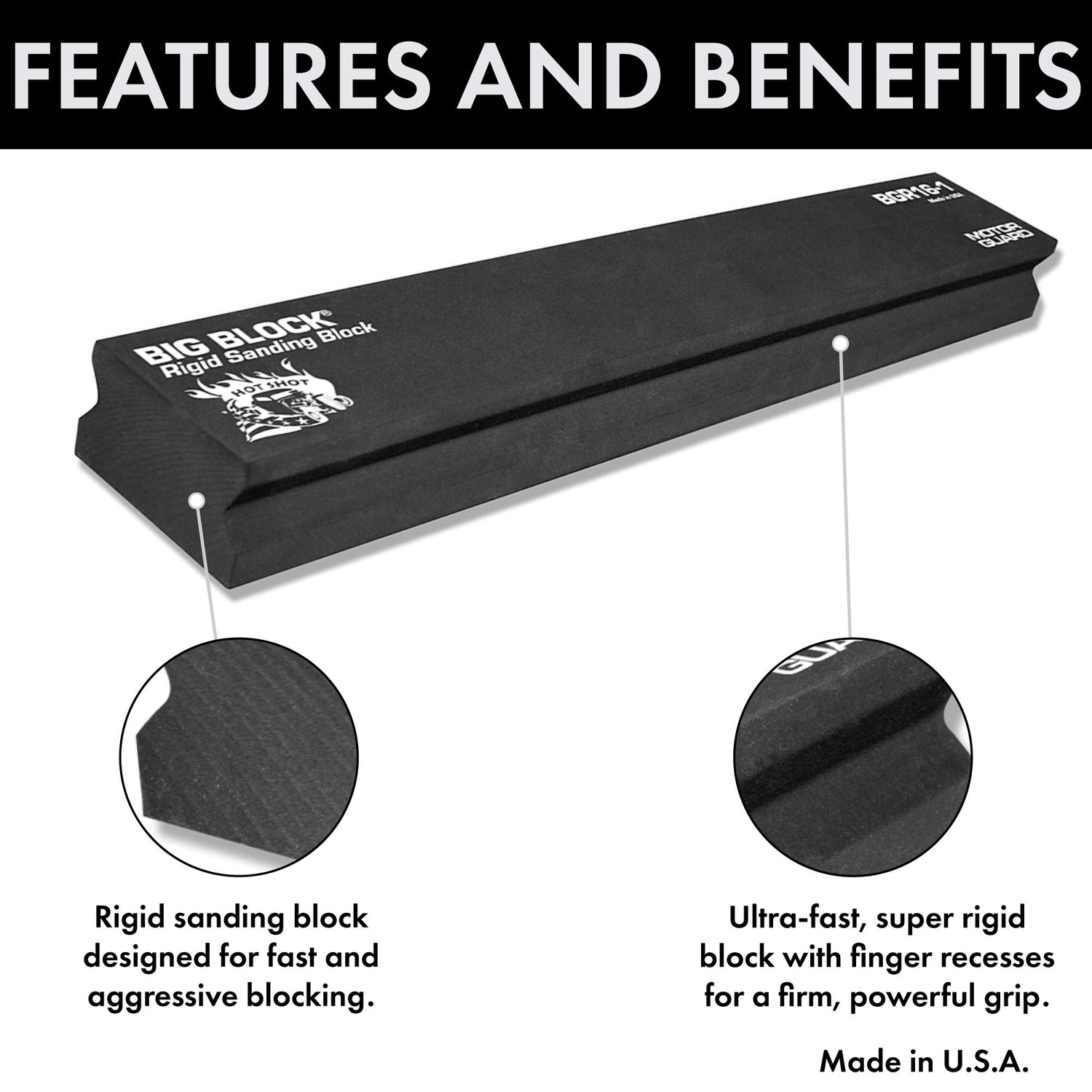 Motor Guard - BGR161 BGR16-1 Rigid PSA Sanding Block, 2 5/8" x 16" Motor Guard
