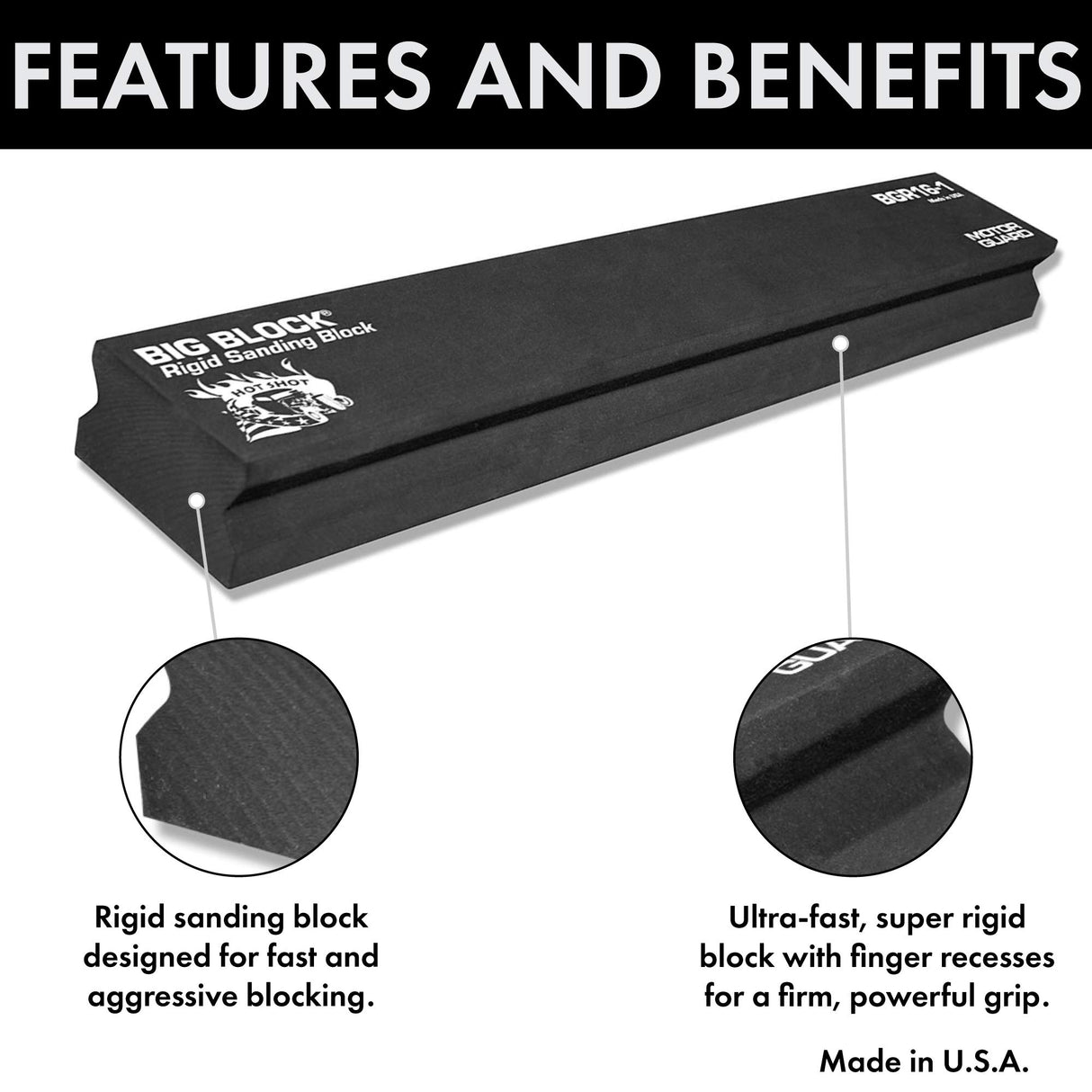 Motor Guard - BGR161 BGR16-1 Rigid PSA Sanding Block, 2 5/8" x 16" Motor Guard