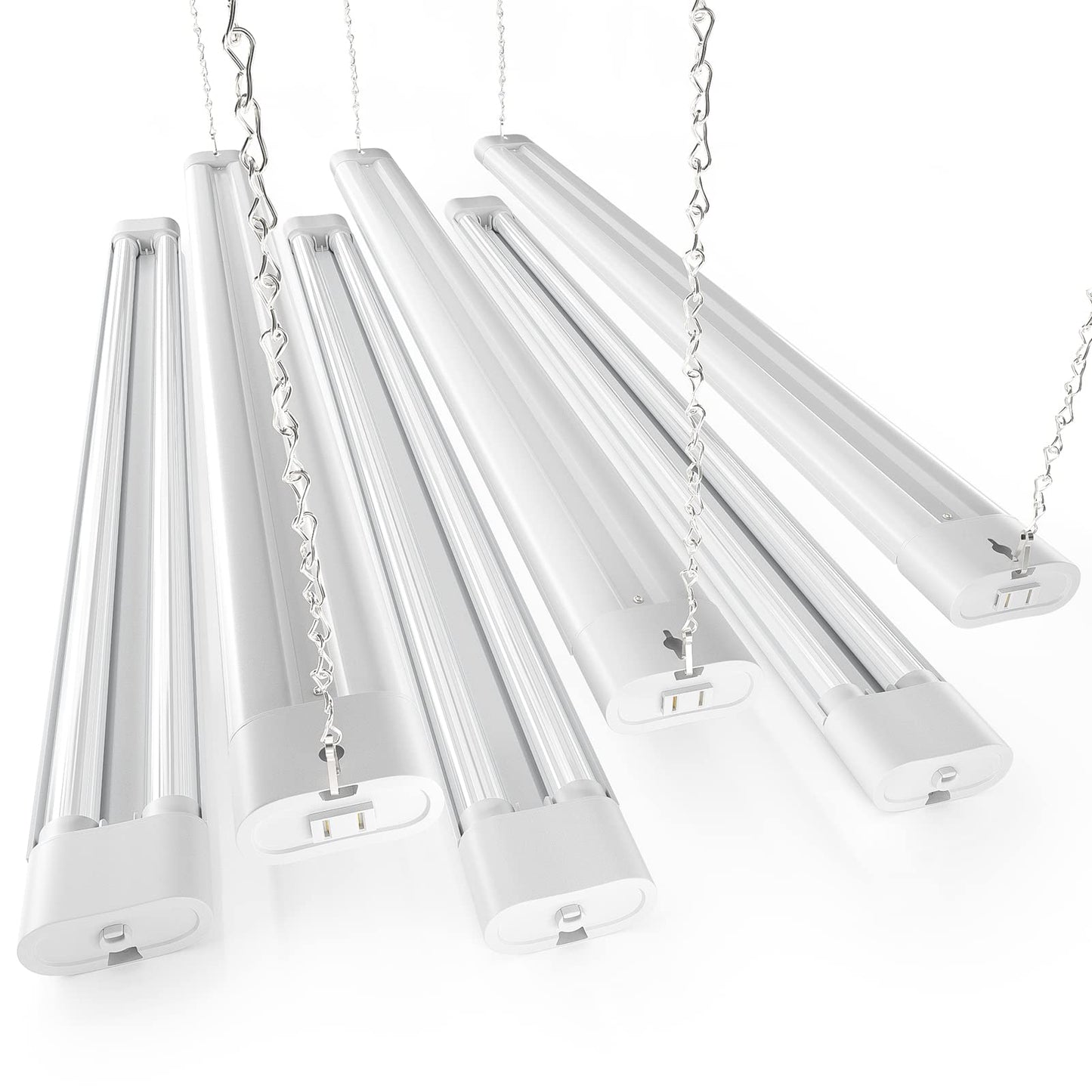 Ensenior 6 Pack Linkable LED Utility Shop Light, 4 FT 4400lm, 36W Equivalent 280W, 5000K Daylight, 48 Inch Integrated Fixture for Garage&Workbench, - WoodArtSupply