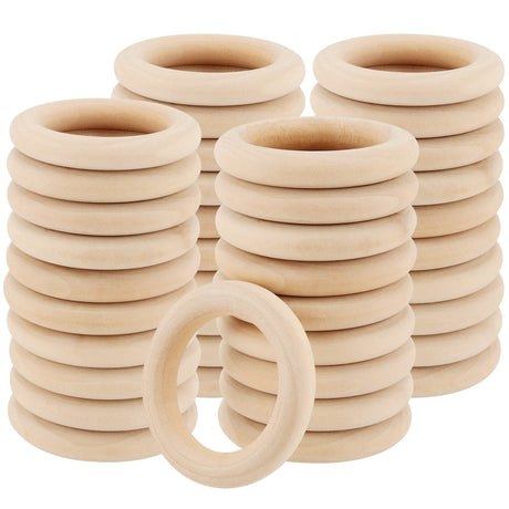 SOUJAP 110 PCS 58mm Natural Wood Rings, 2 Inch Unfinished Solid Wood Rings, Macrame Rings Wood Circle Ring for Crafts, Pendant Connectors, Jewelry SOUJAP