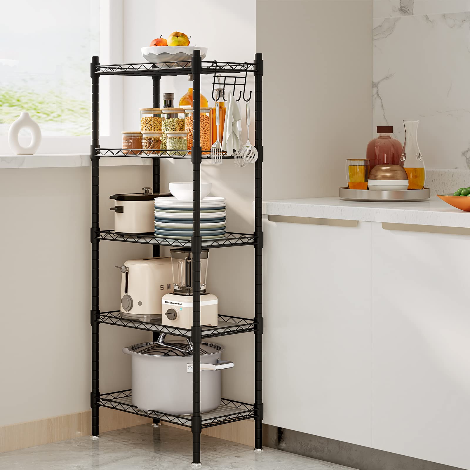 SORCEDAS Shelf 5 Wier Metal Storage Rack Shelving Unit Organizer for Kitchen Laundry Garage Bathroom Pantry Closet Office(16.54" Wx11.81 Dx50 - WoodArtSupply