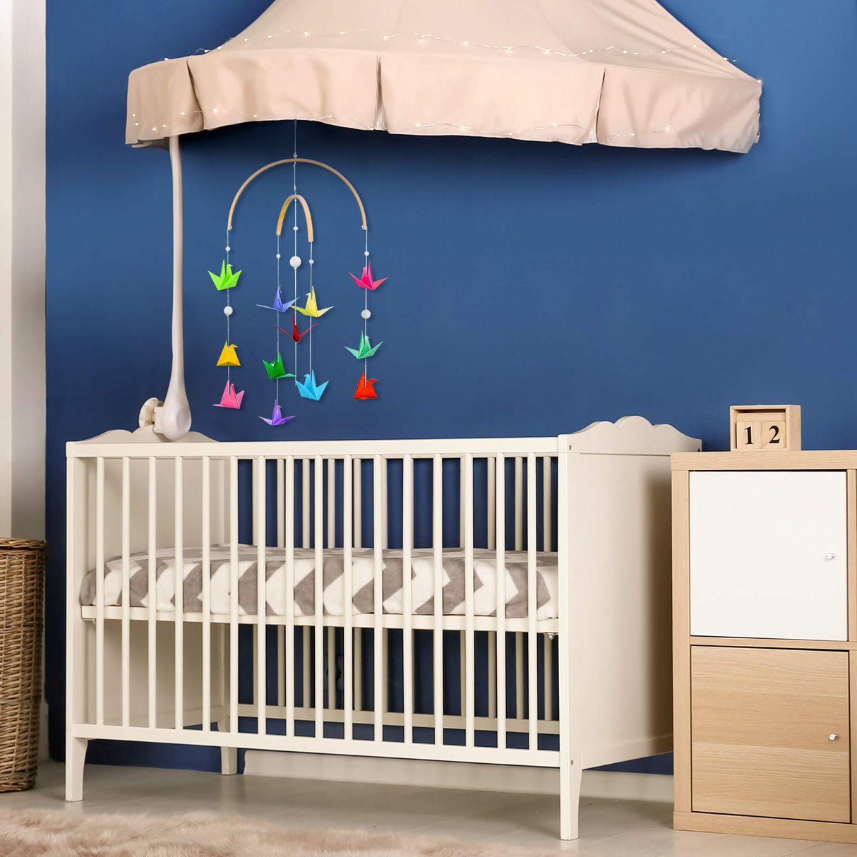 Tatuo Nursery Mobile Crib Bed Bell Ceiling Wooden Wind Chime Hanging DIY Wooden Frame Ornaments Handmade Kit for Infant Toys Nursing Accessories Tatuo