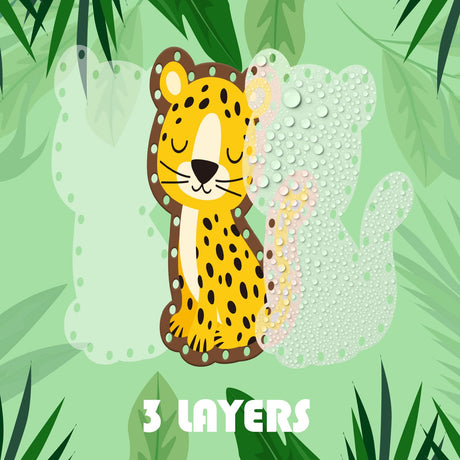 Jungle Animal Lacing Cards 12 Pack Sewing Kits for Kids Lion Wild Animal Cardboard Double Side Kids Sewing Cards Lacing Playing Games for Developing Dapaqami