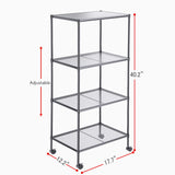 OVICAR 4-Tier Wire Storage Shelves, Adjustable Shelving Units with Wheels, Steel Metal Storage Rack for Kitchen Pantry Closet Laundry, Durable OVICAR