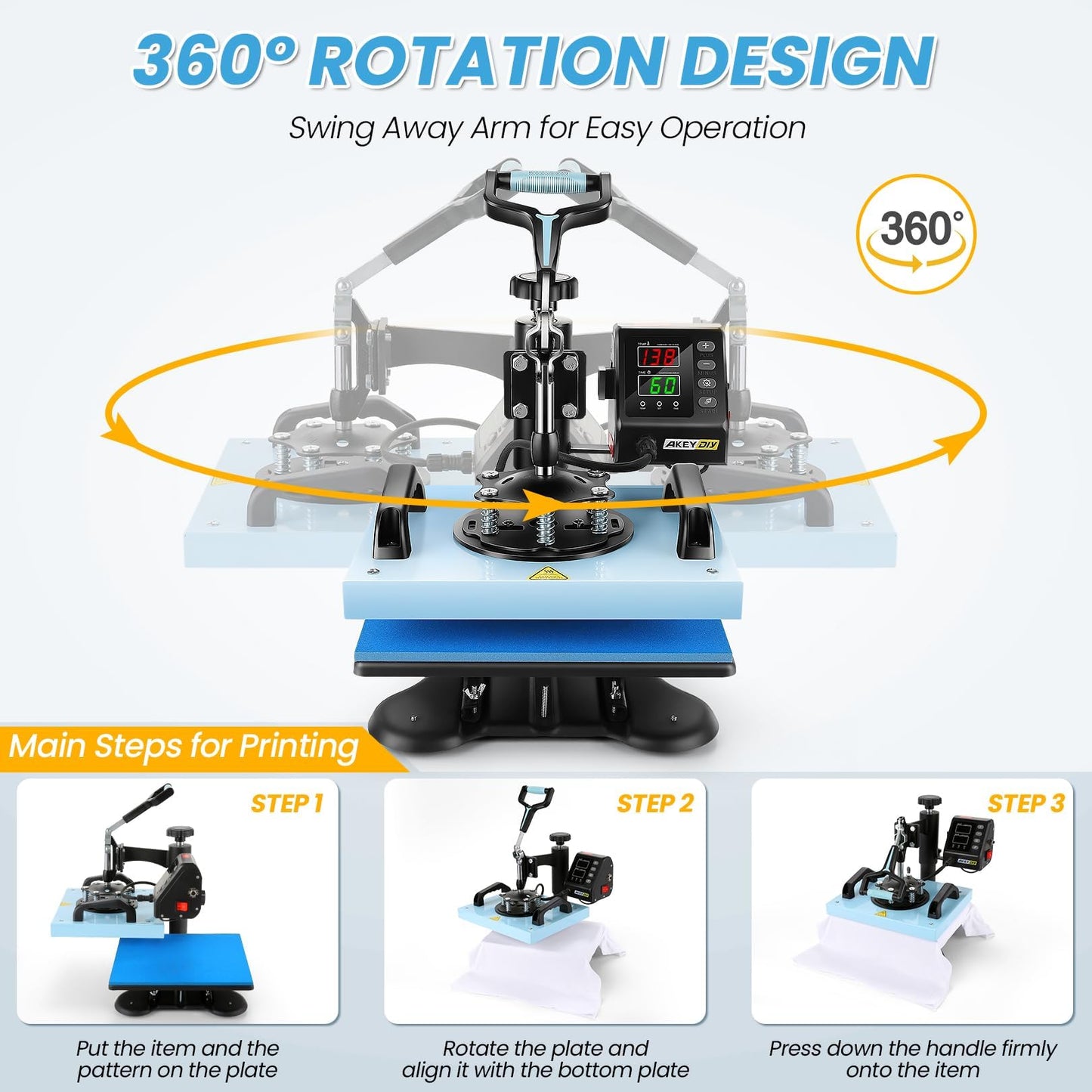 WHUBEFY Heat Press,12x10 Shirt Press Machine,Heat Press Machine Digital Precise LCD Control Printing Sublimation Heat Transfer Machine,Vinyl Heat