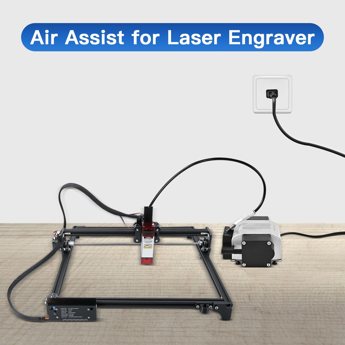 Ktondic Air Assist for Laser Engraver, 30 L/Min Output and Strong Airflow Air Assist for D1 and D1 Pro Laser Engracer Machine, Low Noise Air Assist - WoodArtSupply