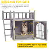 Aivituvin Cat House Outdoor with Lockable Wire Door, Wooden Dog Shelter Indoor Cat Condo Kitty Enclosure with Balcony, Stair Aivituvin