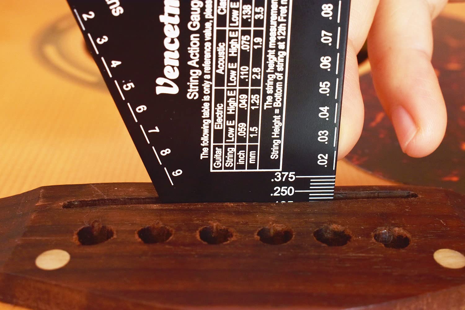 Vencetmat Guitar String Action Gauge, String Height Ruler, Guitar Fret Rocker, Fret Leveling Guide, Buzzing Fret Catcher, 1mm Thickness, Laser VENCETMAT