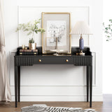 ukorua Black Vanity Desk Wooden Desk with Drawer Modern Desk Computer Desk White Makeup Table with Gold Handle ukorua