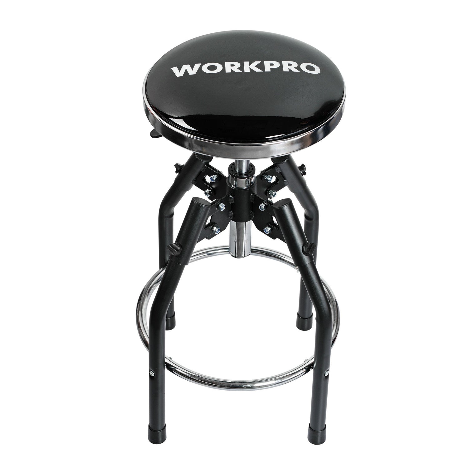 WORKPRO Heavy Duty Adjustable Hydraulic Shop Stool,Garage Bar Stool, 29in to 33.86in, 330-Pound Capacity, Black WORKPRO