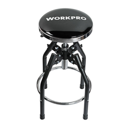 WORKPRO Heavy Duty Adjustable Hydraulic Shop Stool,Garage Bar Stool, 29in to 33.86in, 330-Pound Capacity, Black - WoodArtSupply