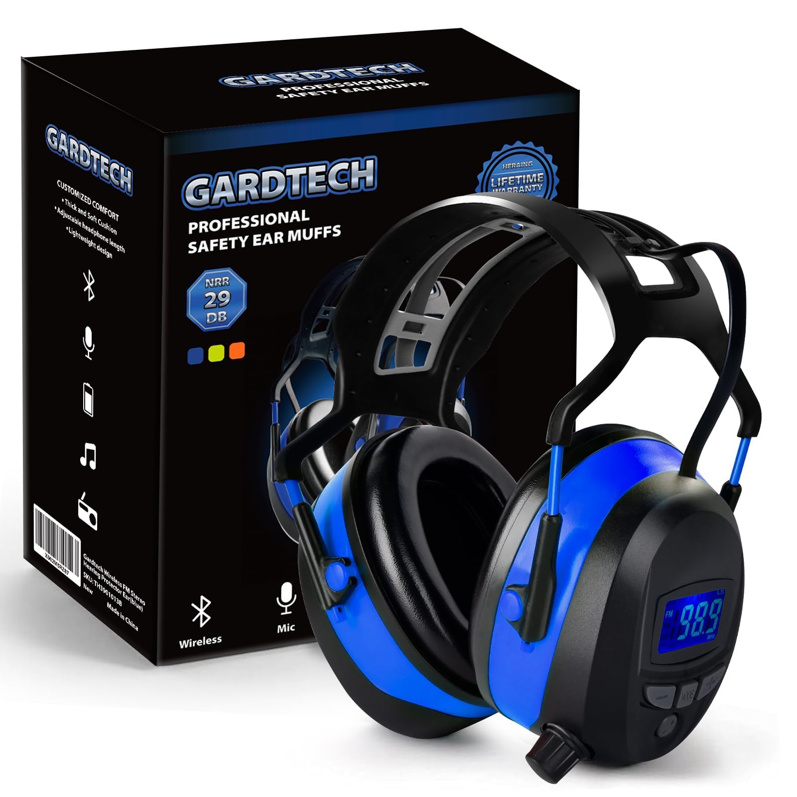 Gardtech Hearing Protection with Bluetooth, FM Radio Earmuffs, NRR 29dB Hearing Protection Headphones Noise Cancelling Headphones with MP3 for Mowing - WoodArtSupply