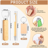 SiliFine 60 Pcs Laser Blanks Product Laser Engraving Material Kit Including DIY Wooden Blank Bottle Opener, Wooden Keychain, and Bamboo Pen for SiliFine