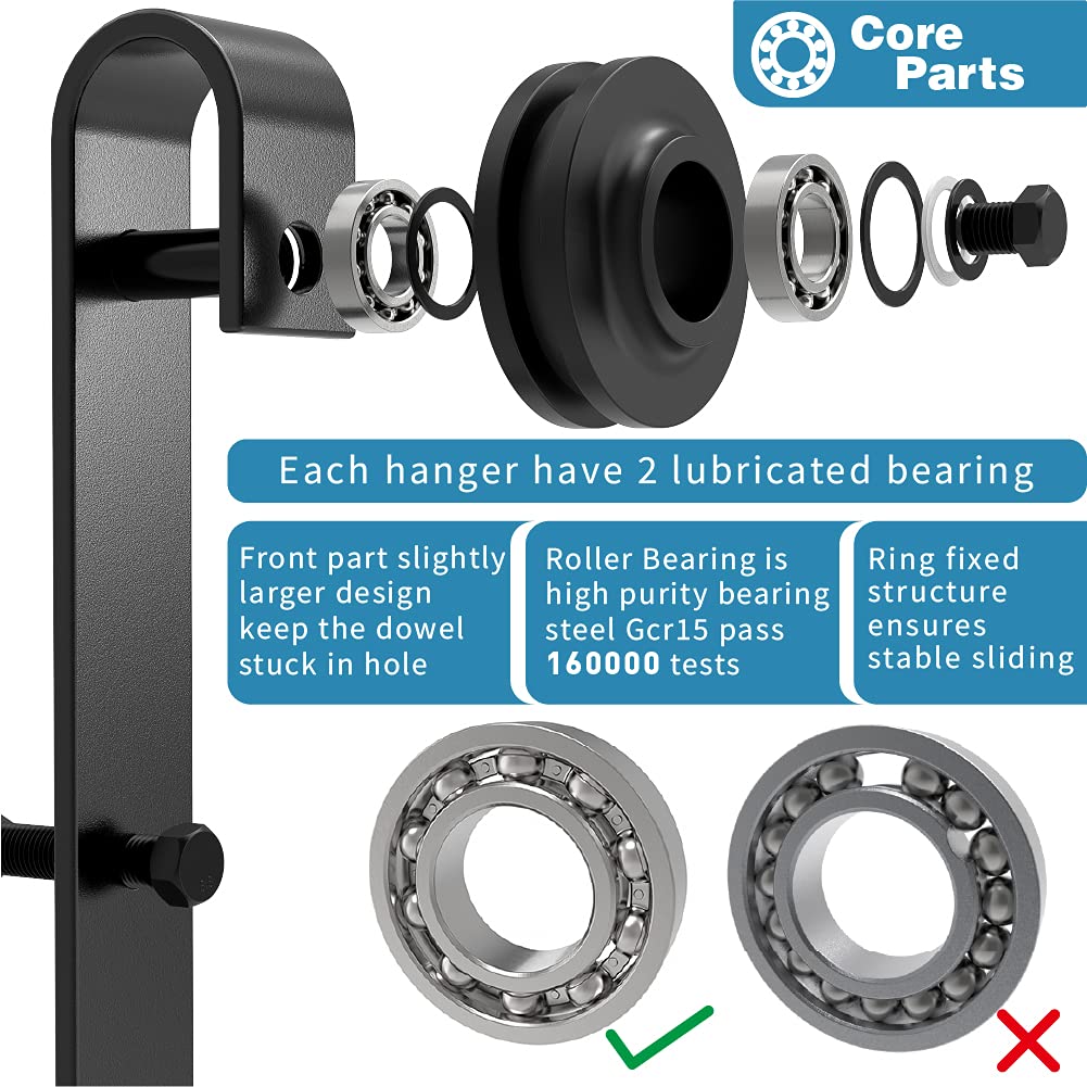 ZEKOO 10 FT Double Track Bypass Barn Door Hardware Kit Low Ceiling Wall Mount for Closet Double Wooden Doors (10FT Bypass kit) ZEKOO