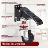 SPACECARE Workbench Casters Retractable Casters Kit 900Lbs, 4 Heavy Duty Casters Side Mounted All Steel Construction Urethane, Bonus Install SPACECARE