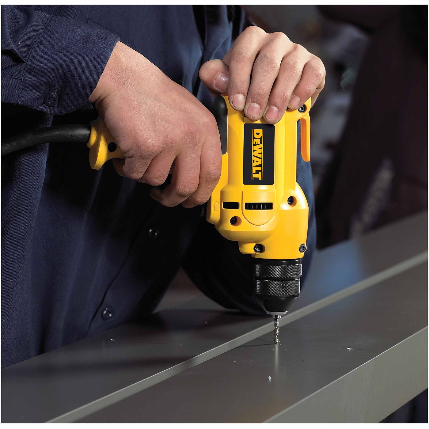 DEWALT Drill, 8.0-Amp, 3/8-Inch, heavyduty Variable Speed Trigger, Mid-Handle Grip for Comfort, Corded (DWD115K ),Yellow - WoodArtSupply