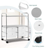RELAX4LIFE Storage Cart W/Four Drawers, Wheels and Two Shelves, Stable Steel Frame Craft Cart for Office,Home, Make Up Storage and Files Arrangement RELAX4LIFE
