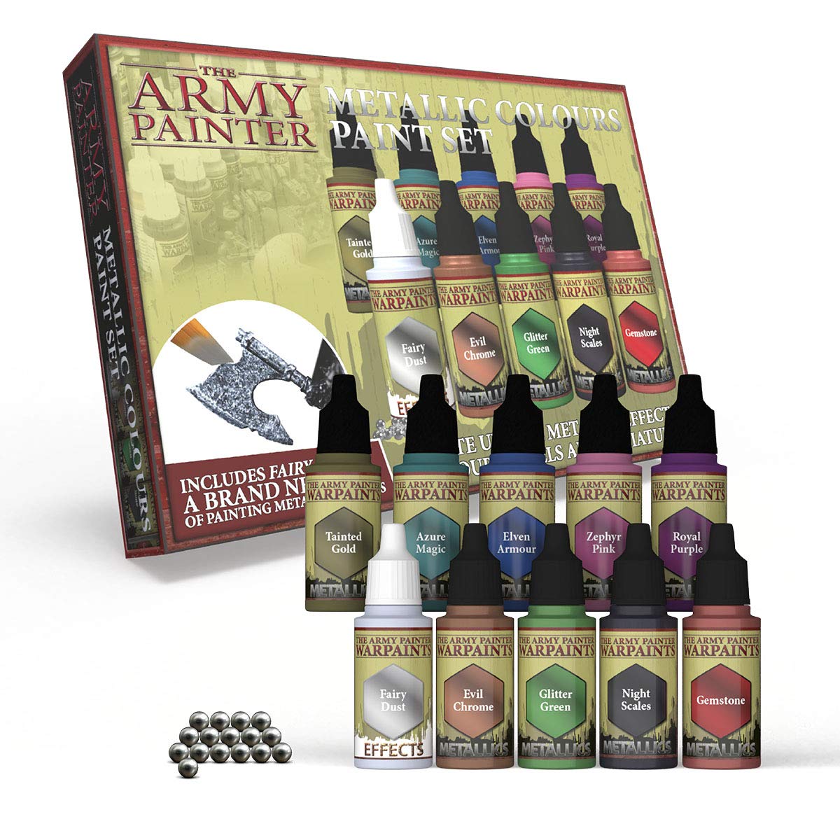 The Army Painter - Metallic Colours Paint Set - Hobby Acrylic Paint Set of 10 Metallic Acrylic Paint - Includes Tainted Gold Acrylic Paint Metallic - The Army Painter